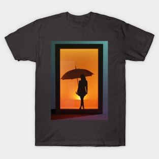 Papercut style 3D sunset art T-Shirt